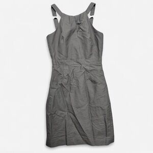 J. Crew Sz 2 Gray Halter Sheath Dress Sleeveless Pleated Neck Career Office Mini